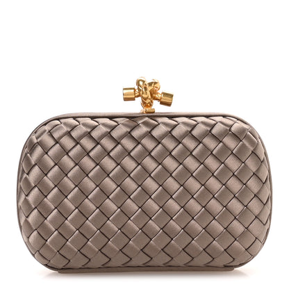 Bottega Veneta Satin Intreccio Impero Knot Clutch  Limestone 1 of 9