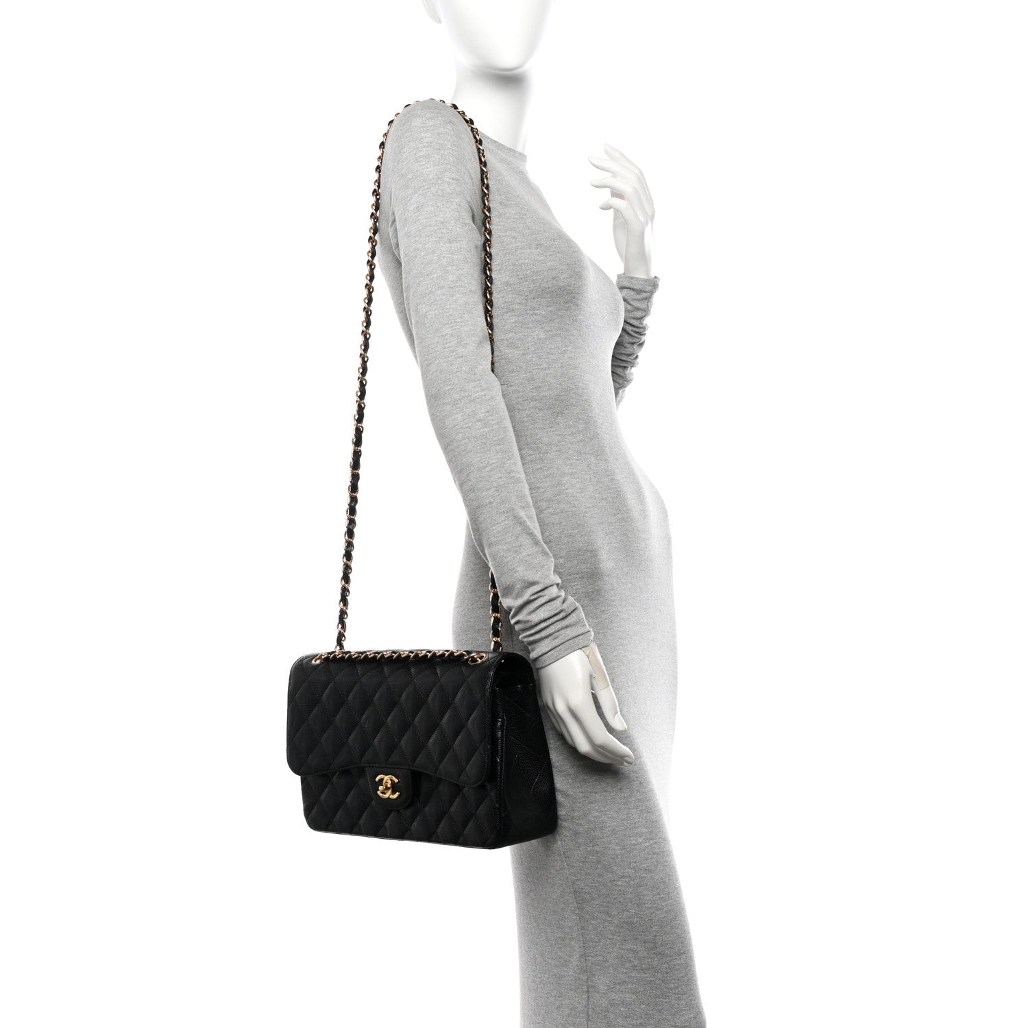 Chanel Caviar Quilted Jumbo Double Flap Black 2 of 10