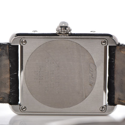 Cartier Stainless Steel Alligator 24mm Tank Solo Logo Quartz Watch 9 of 11