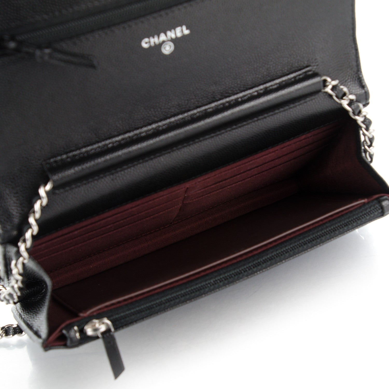 Chanel Caviar Chevron Wallet On Chain WOC Black 5 of 8
