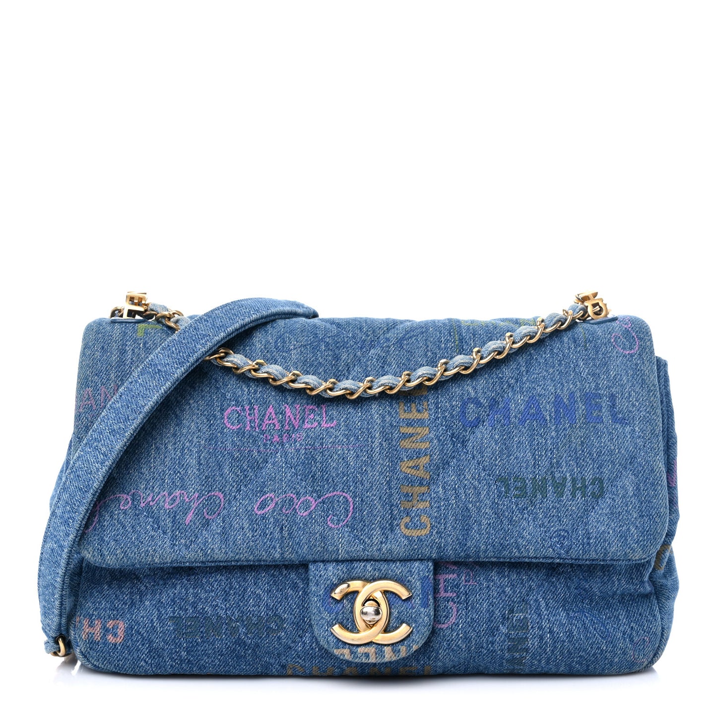Denim Quilted Denim Large Mood Flap Blue Multicolor