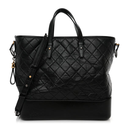 Chanel Aged Calfskin Quilted Large Gabrielle Shopping Tote Black 1 of 10