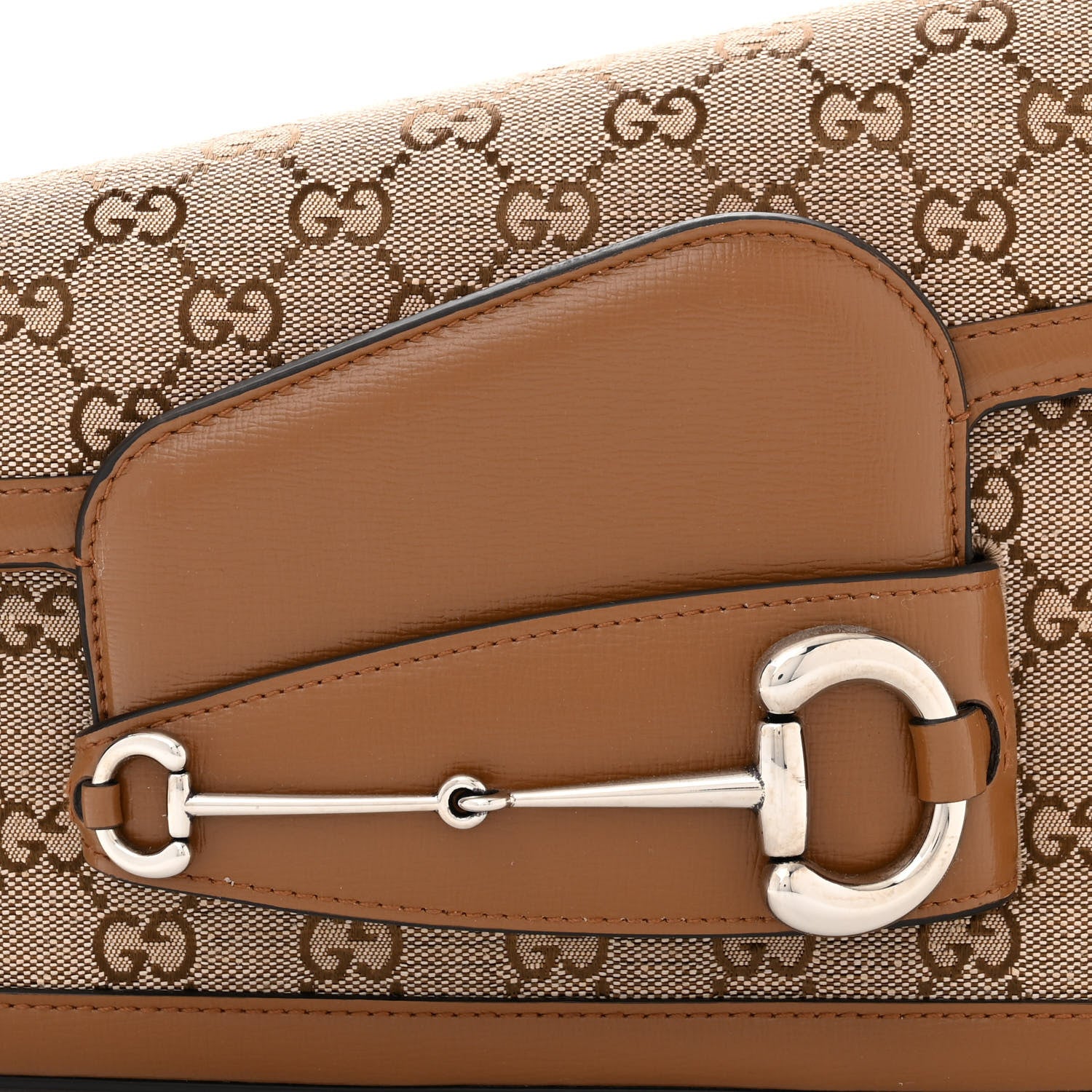 Gucci Monogram Small Horsebit 1955 Asymmetric Shoulder Bag Beige Brown Sugar 8 of 10