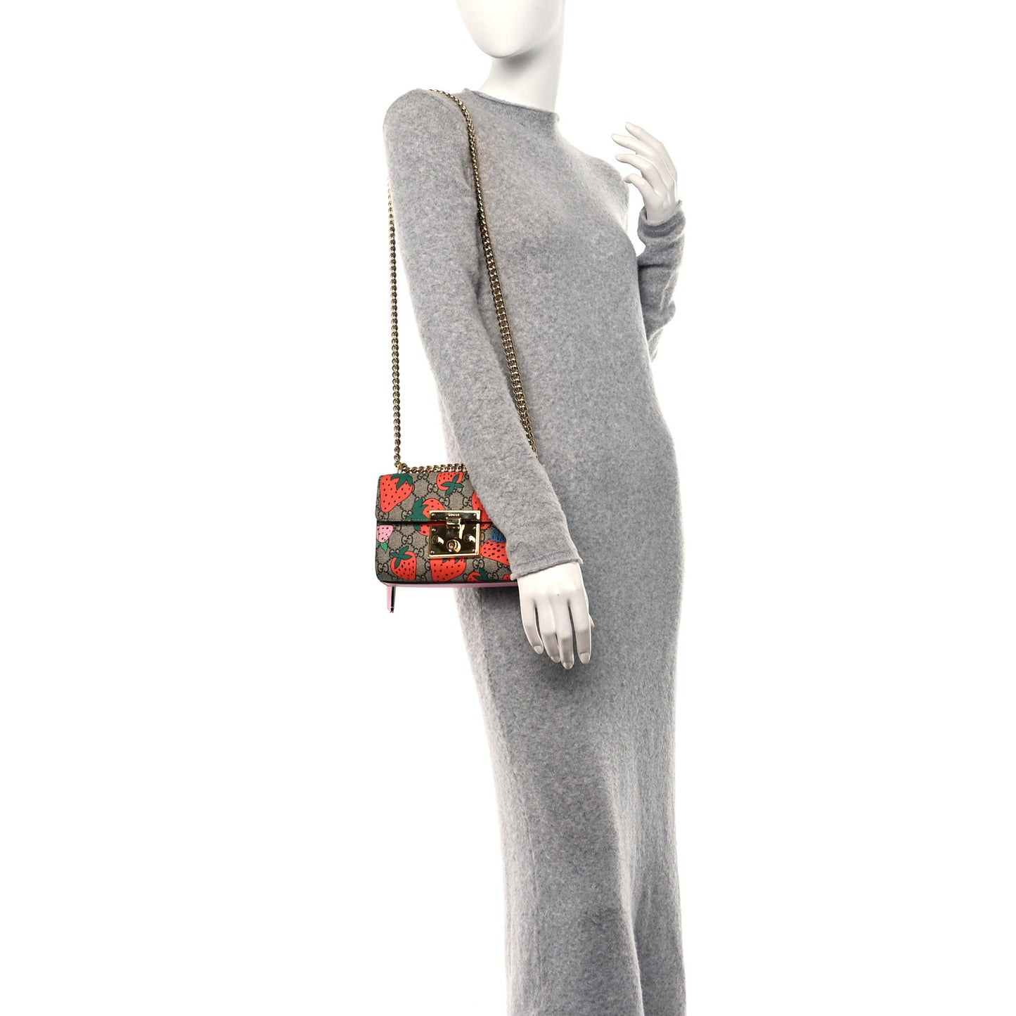 GG Supreme Monogram Strawberry Small Padlock Shoulder Bag