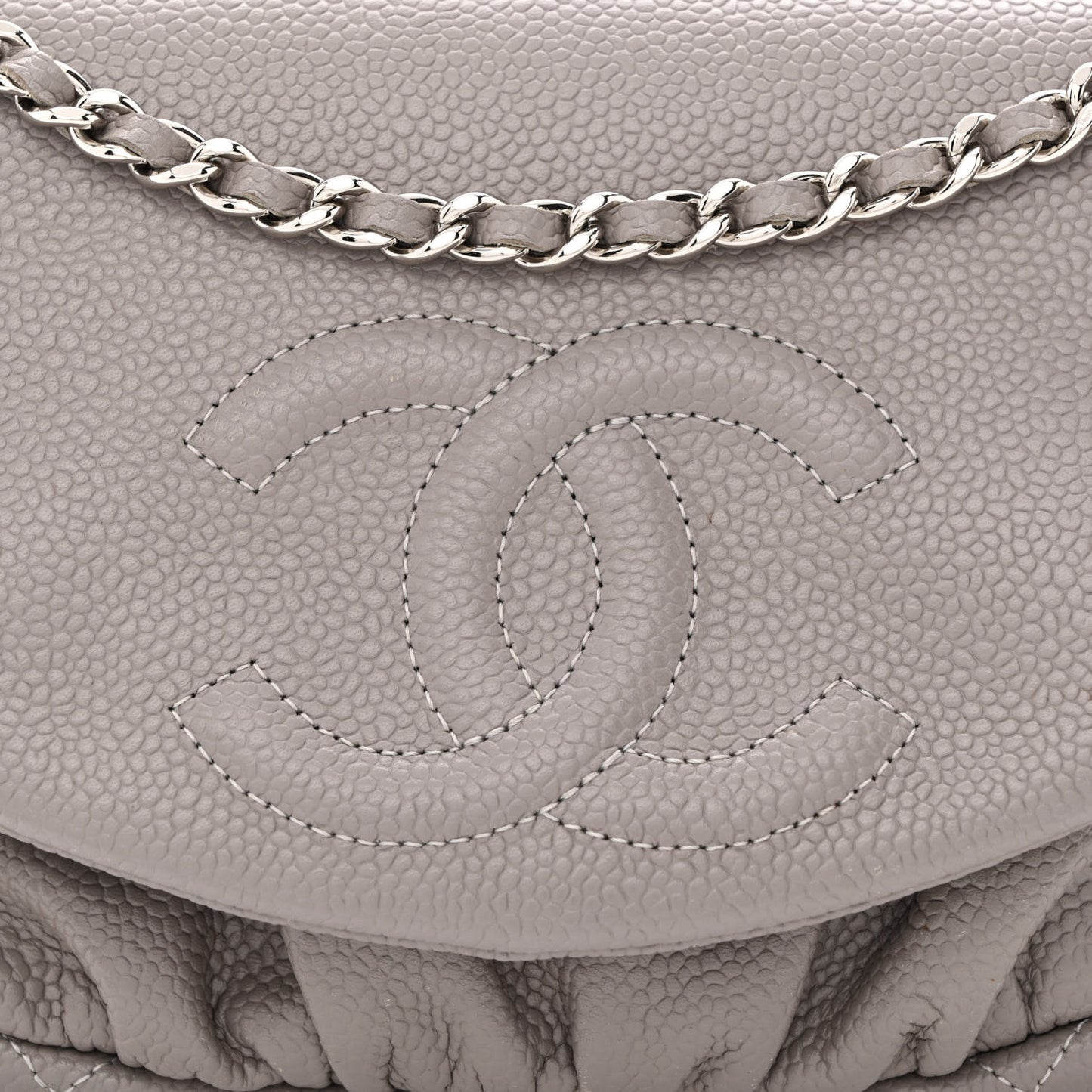 Caviar Half Moon Wallet On Chain WOC Light Grey