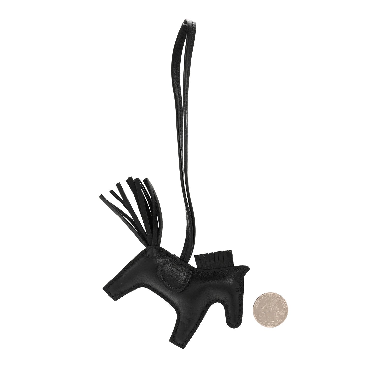 Hermes Milo Lambskin Grigri Rodeo Horse Bag Charm PM So Black 2 of 5