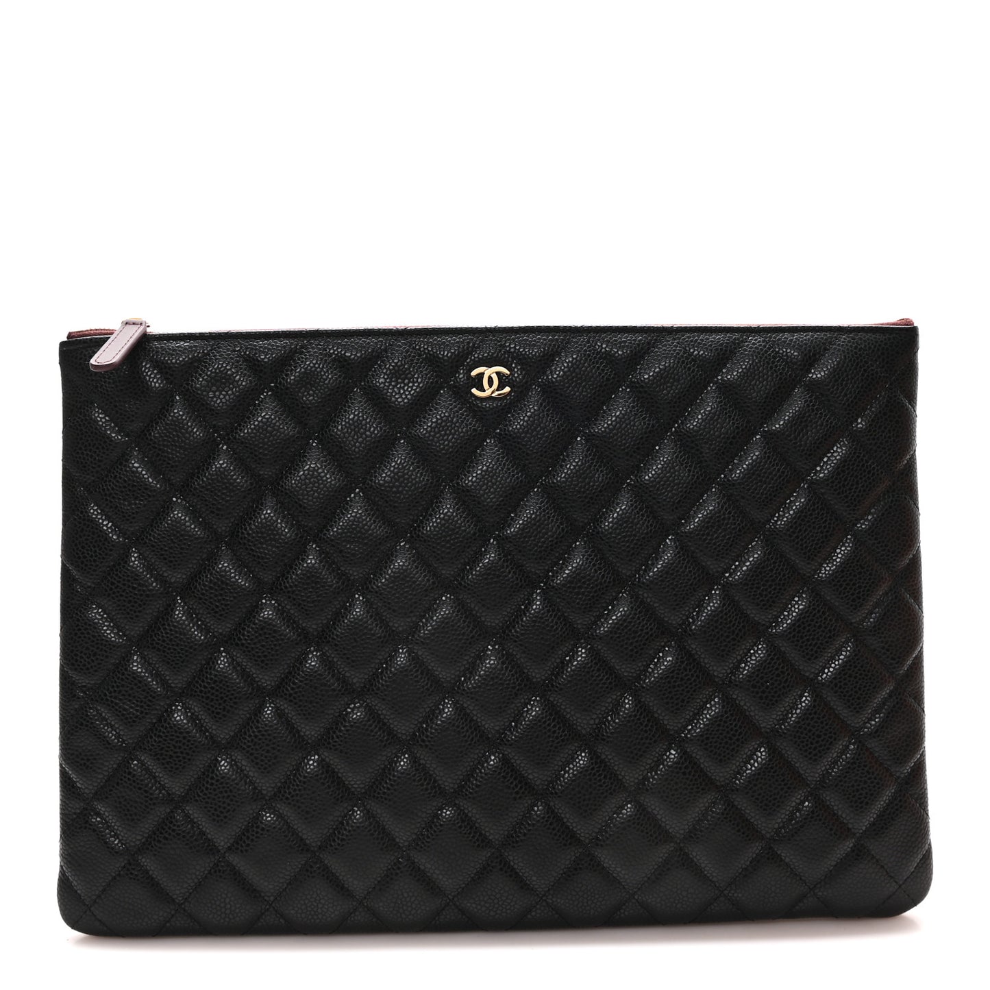 Caviar Quilted Large Cosmetic Case Black