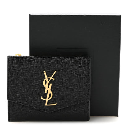 Saint Laurent Grain De Poudre Monogram Bi-Fold Wallet Black 10 of 10