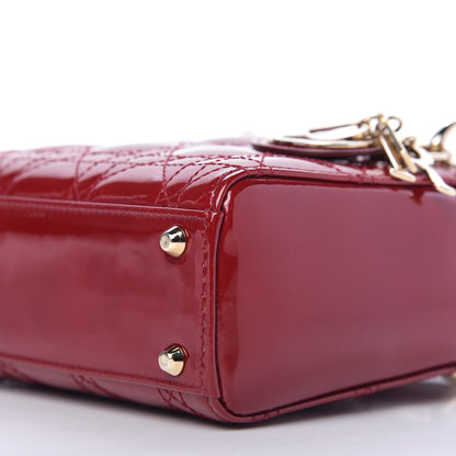Christian Dior Patent Cannage Mini Lady Dior Red 7 of 9