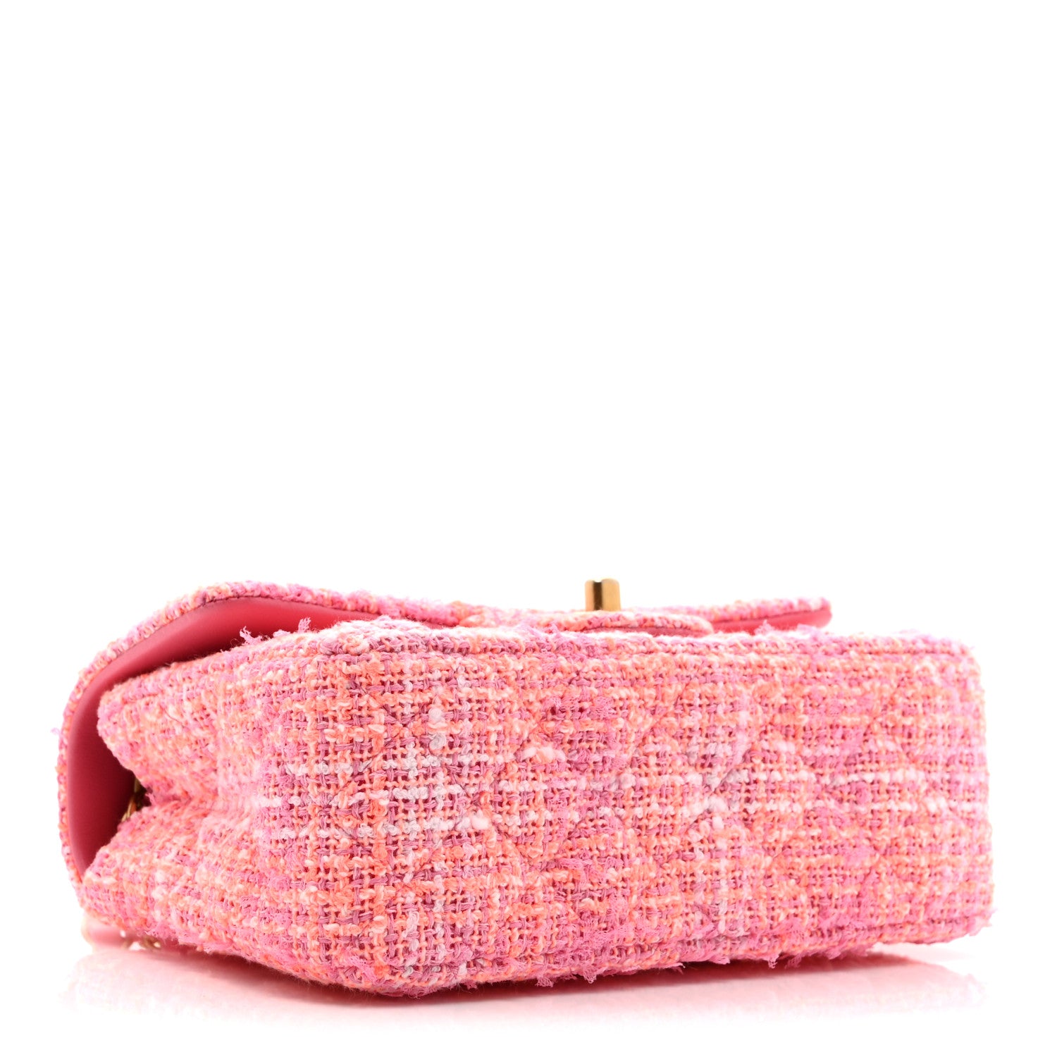 Chanel Tweed Quilted Mini Rectangular Flap Pink Orange White 4 of 11