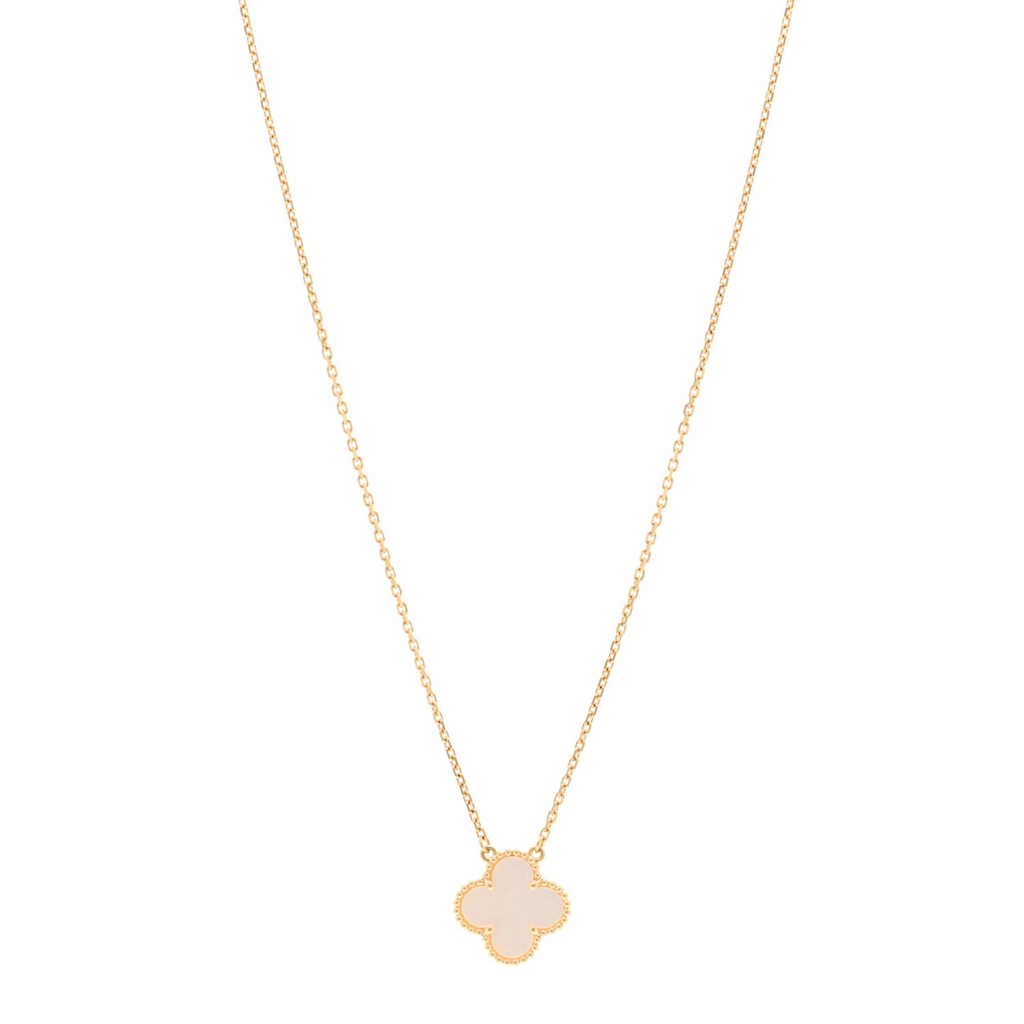 18K Yellow Gold Mother of Pearl Vintage Alhambra Pendant Necklace