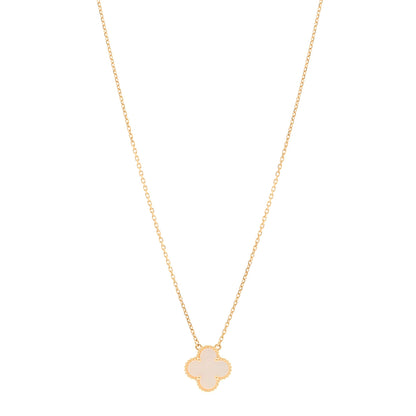 Van Cleef & Arpels 18K Yellow Gold Mother of Pearl Vintage Alhambra Pendant Necklace 1 of 4