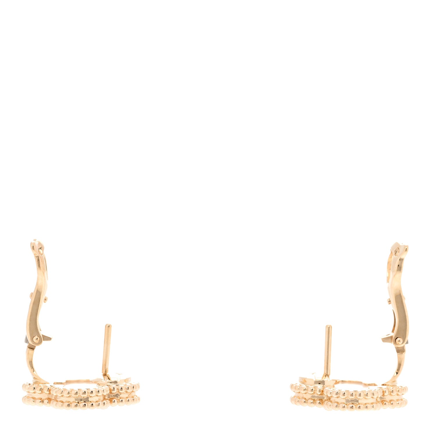 Van Cleef & Arpels 18K Yellow Gold Mother of Pearl Vintage Alhambra Earrings 3 of 5