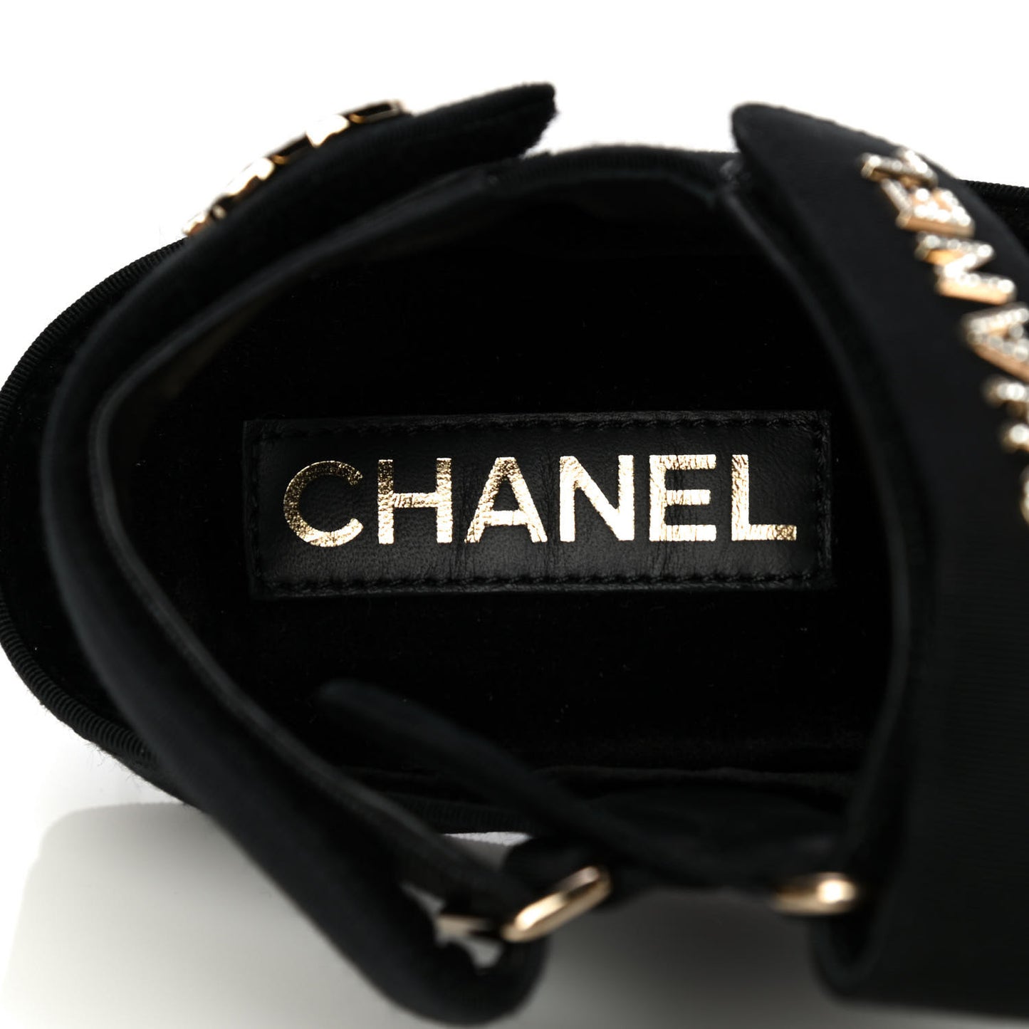 Grosgrain Crystal Logo Platform Sandals 36 Black