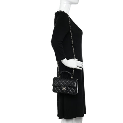 Chanel Lambskin Quilted Mini Top Handle Rectangular Flap Black 2 of 11