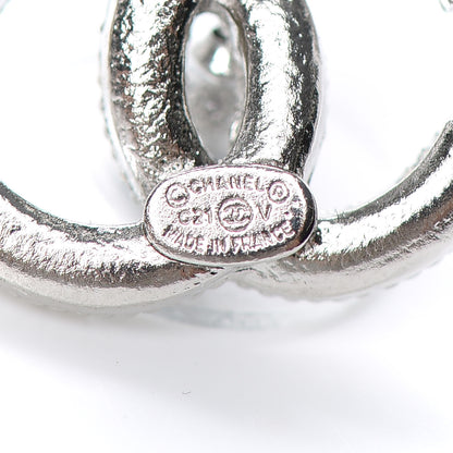 Chanel Crystal CC Earrings Silver 4 of 4