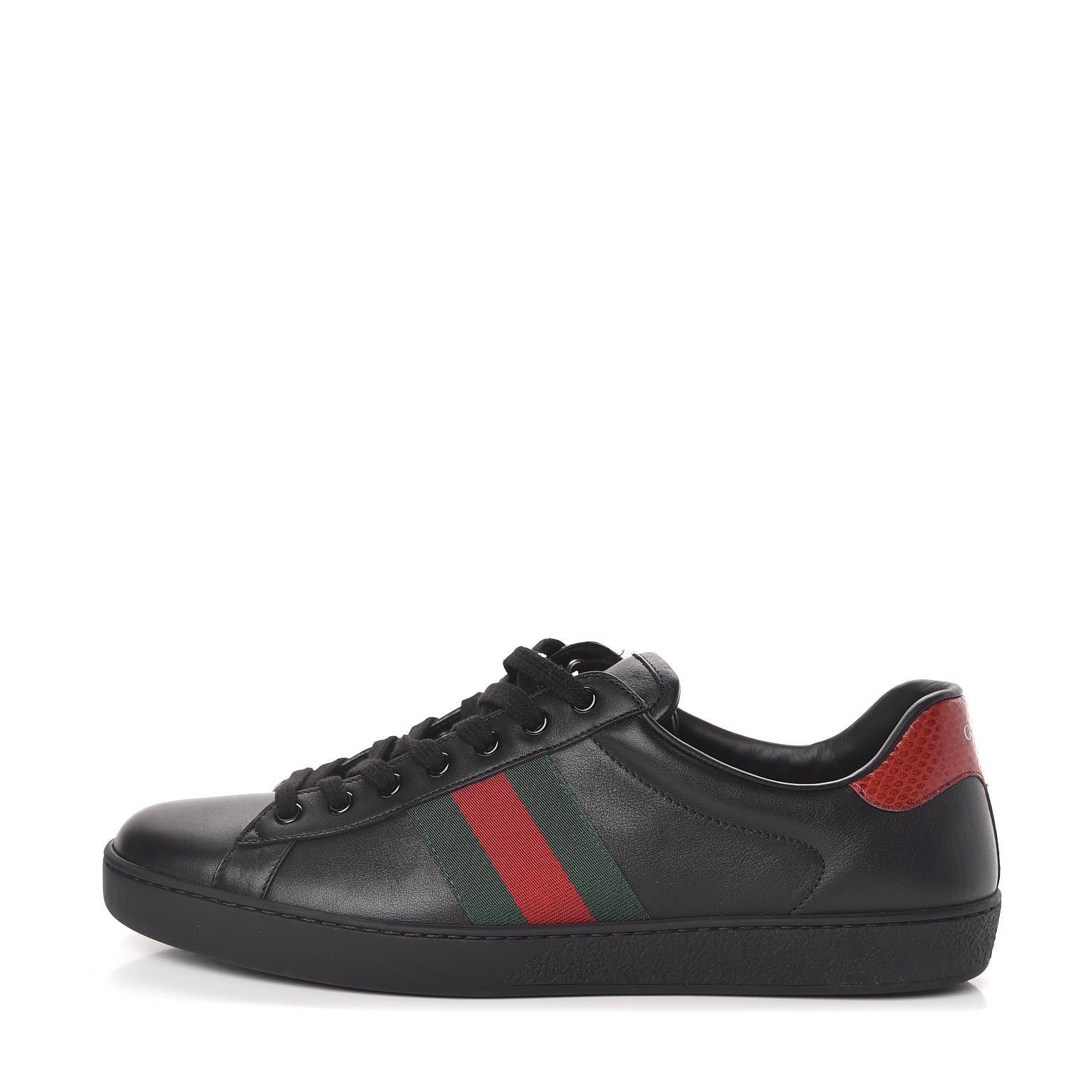 Gucci Miro Soft Calfskin Ayers Web Mens Ace Sneakers 11 Black Rosso 1 of 10