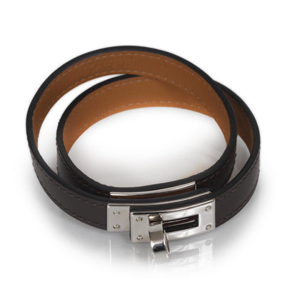 Hermes Chamonix Leather Kelly Double Tour Bracelet Chocolate 1 of 6