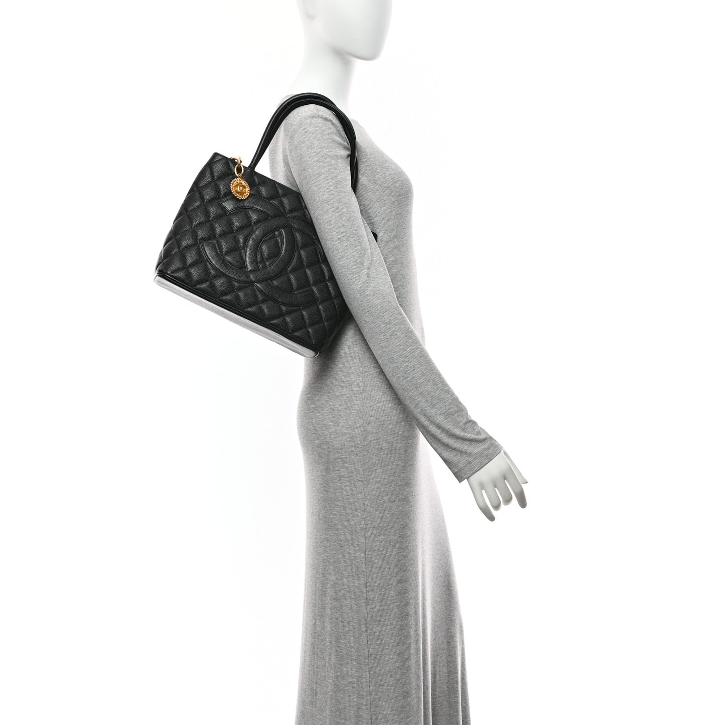 Caviar Quilted Medallion Tote Black