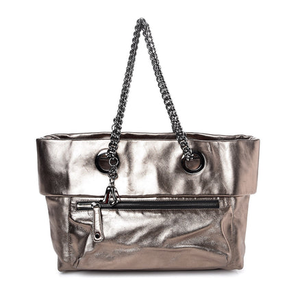 Christian Louboutin Metallic Calfskin Chain Tote Silver 1 of 10