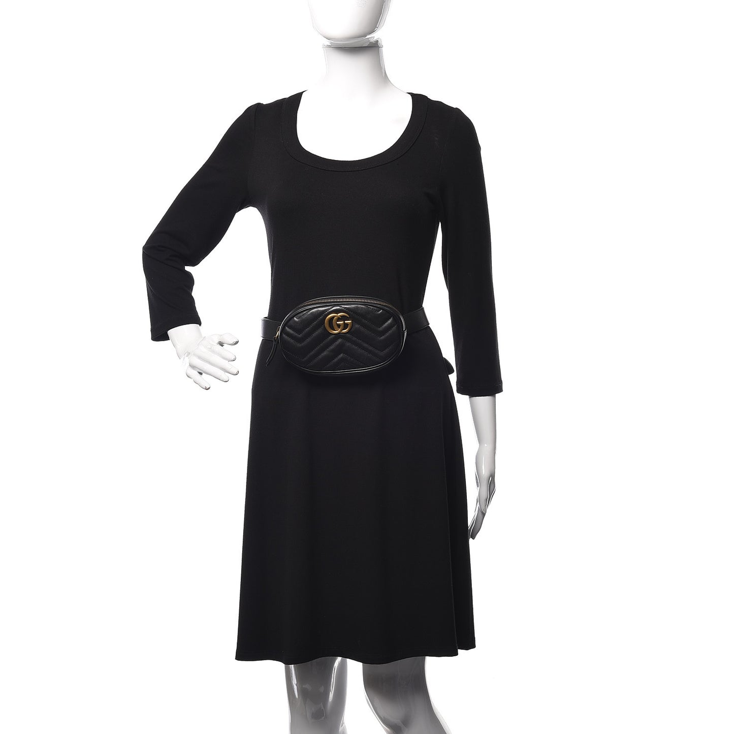 Calfskin Matelasse GG Marmont Belt Bag 85 34 Black
