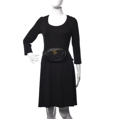 Gucci Calfskin Matelasse GG Marmont Belt Bag 85 34 Black 2 of 14