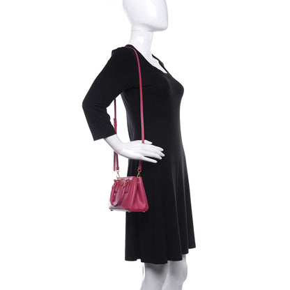 Prada Saffiano Lux Micro Galleria Double Zip Tote Fuxia 2 of 17