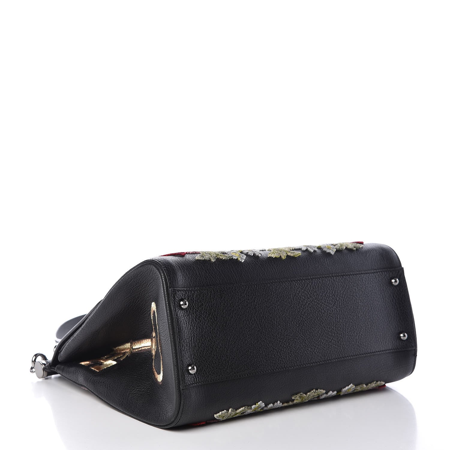 Dolce & Gabbana Calfskin Embroidered Keys Large Miss Sicily Satchel Black 4 of 10