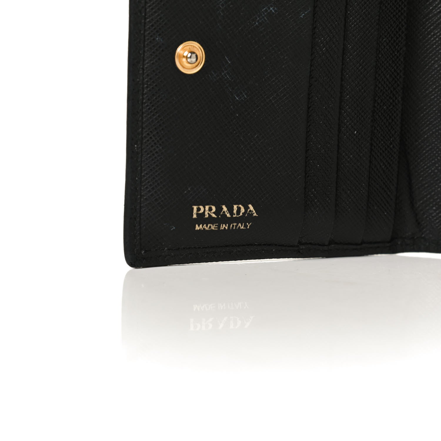 Prada Saffiano Metal Bi-Fold Wallet Black 6 of 9