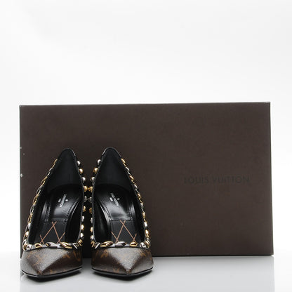 Louis Vuitton Calfskin Monogram Eldorado Pumps 38.5 Cacao 10 of 10