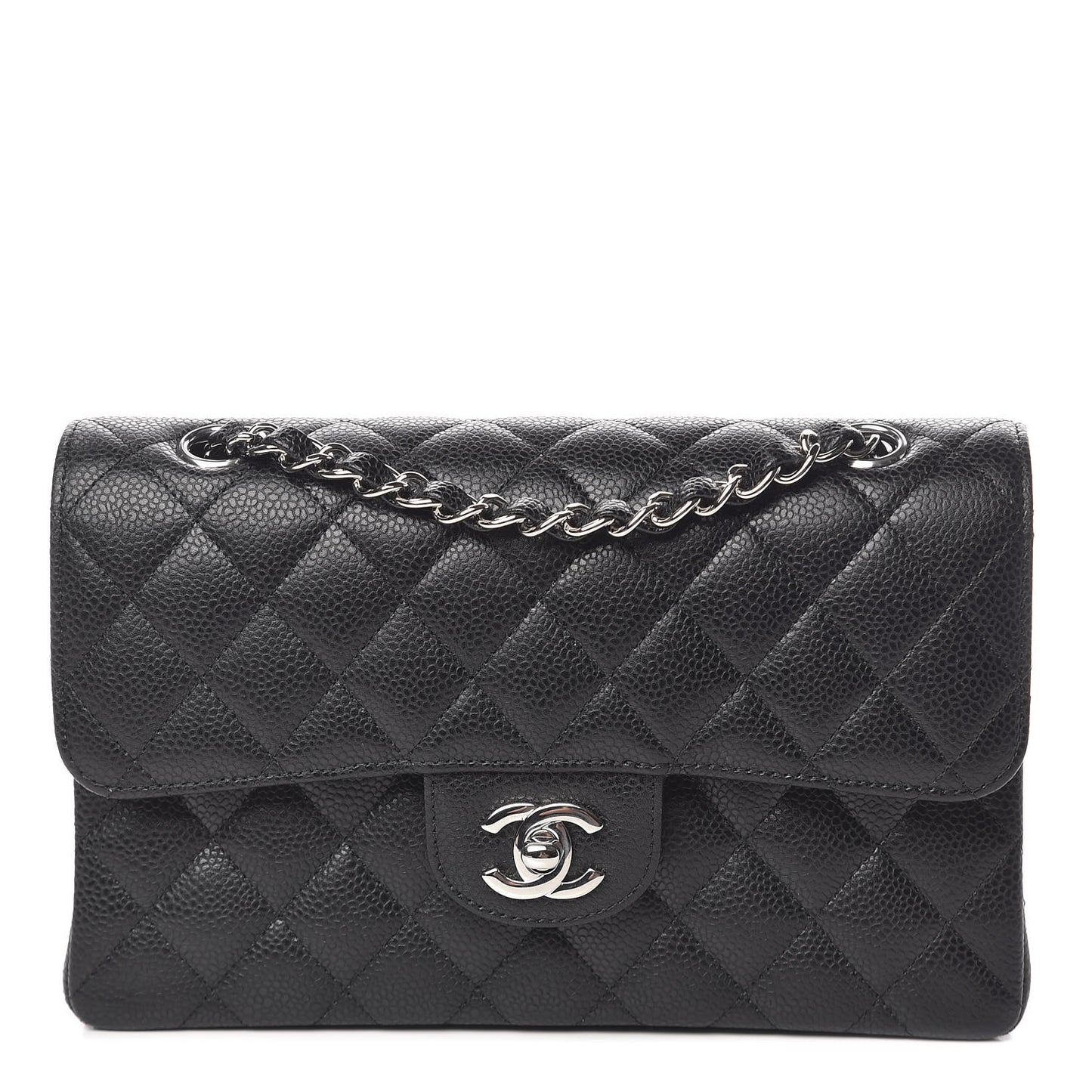 Caviar Quilted Small Double Flap Black