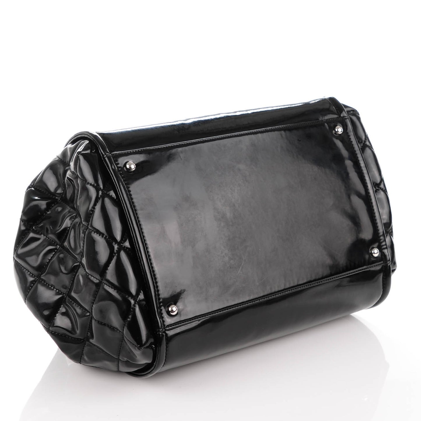 Vinyl Large Lipstick Ligne Accordion Tote Black