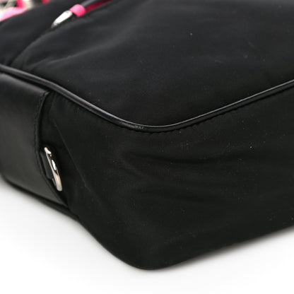 Prada Tessuto Nylon Studded New Vela Shoulder Bag Black Neon Pink 9 of 10