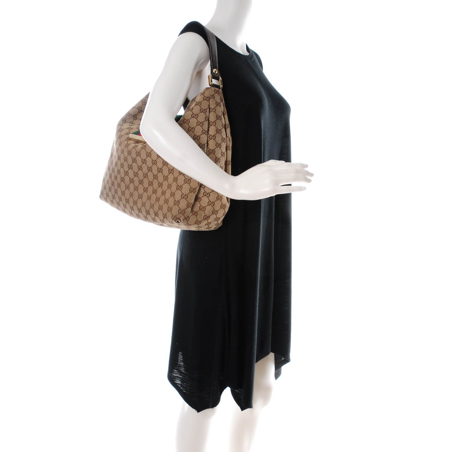 Gucci Monogram Large New Ladies Web Hobo Dark Brown 2 of 10