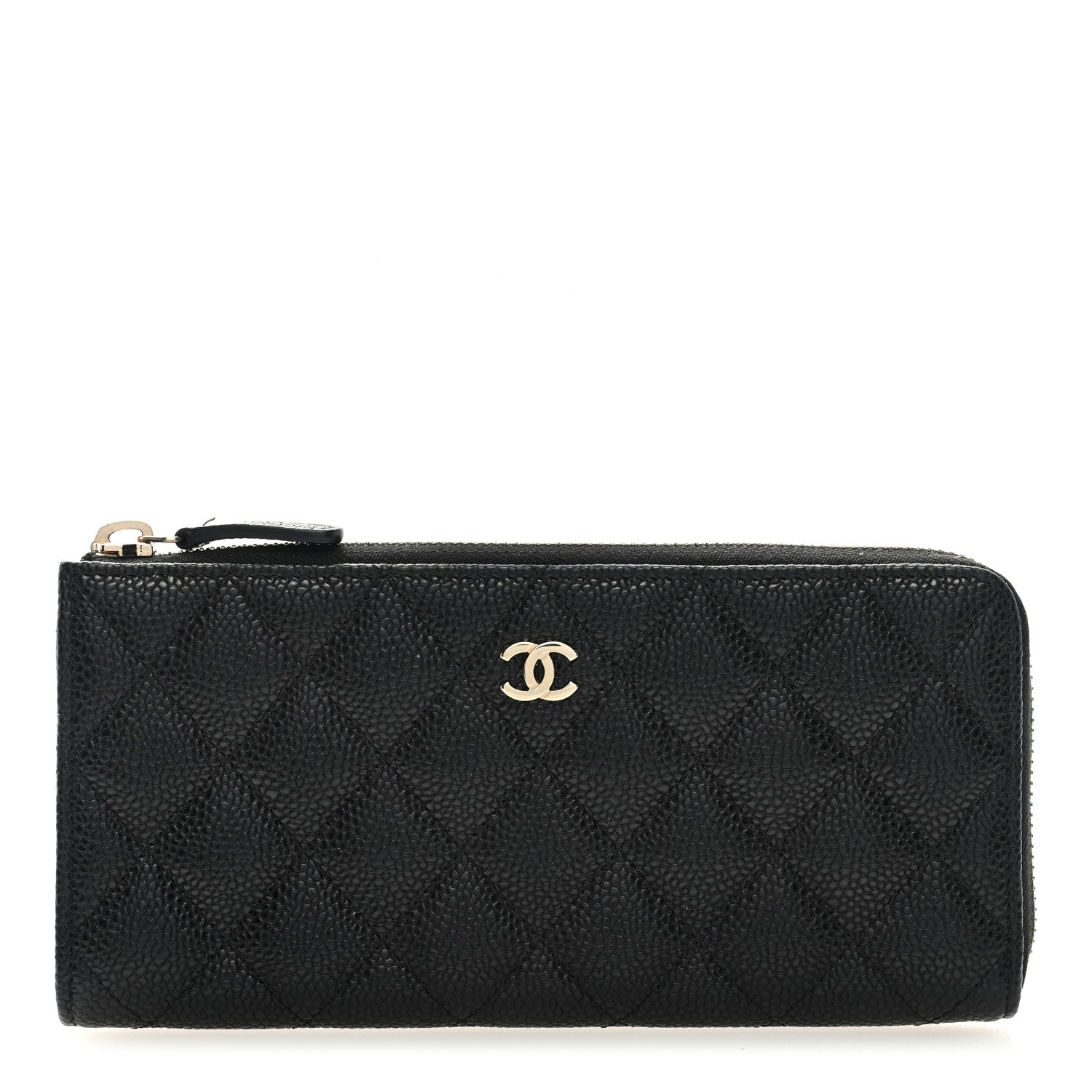 Chanel Caviar Quilted Zip Around Clutch Wallet Black 1 of 8