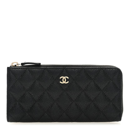 Chanel Caviar Quilted Zip Around Clutch Wallet Black 1 of 8