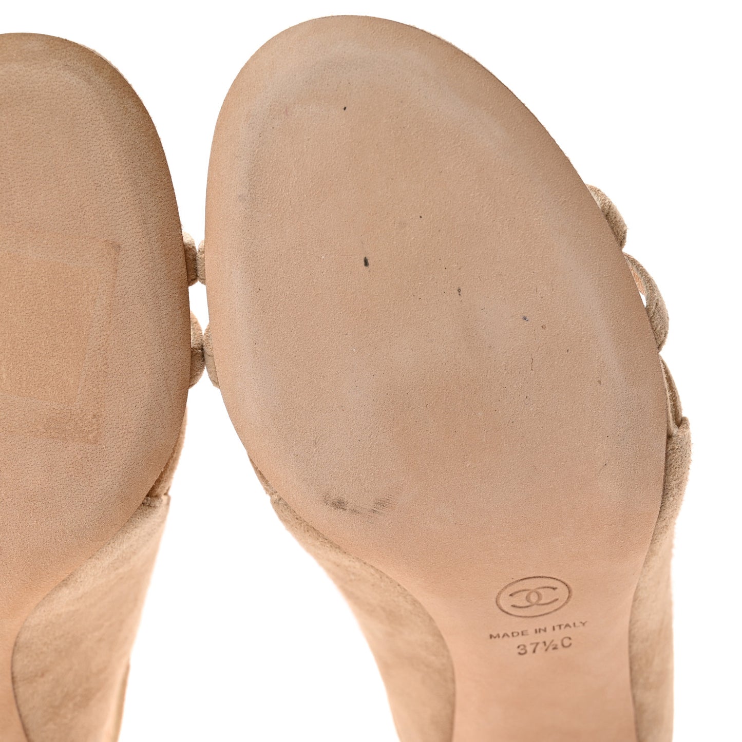 Suede Pearl Open Toe Caged Sandals 37.5 Beige