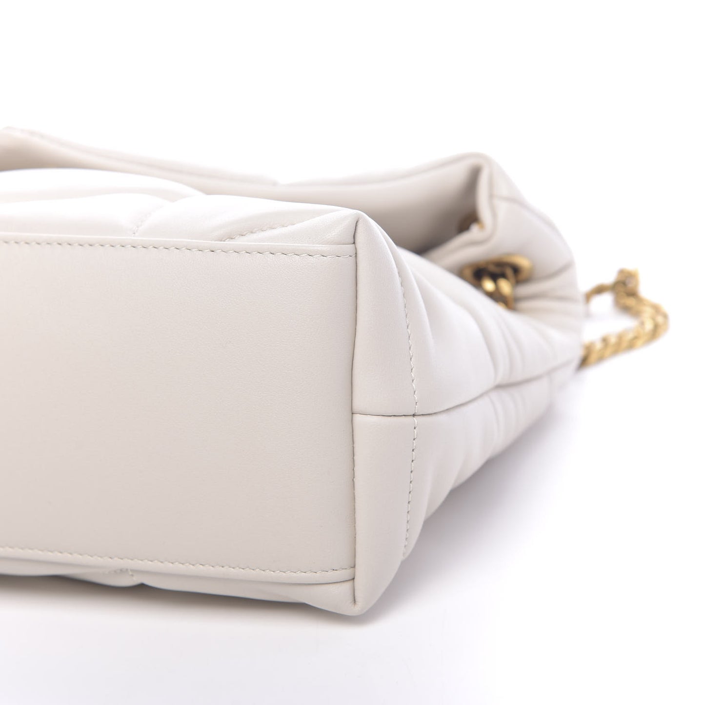 Lambskin Quilted Small Loulou Puffer Monogram Chain Satchel Blanc Vintage