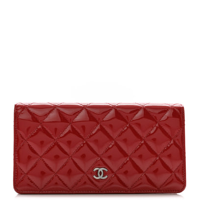 Chanel Patent Calfskin Quilted Yen Wallet Red 1 of 9