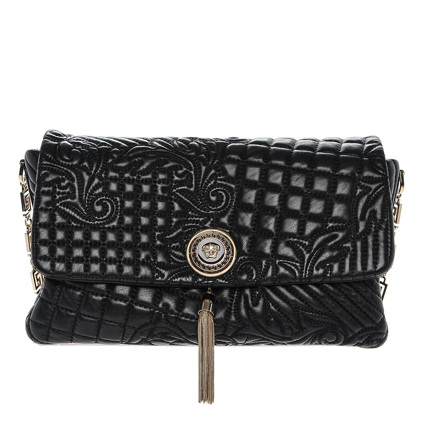 Nappa Barocco Quilted Vanitas Medea Shoulder Bag Black