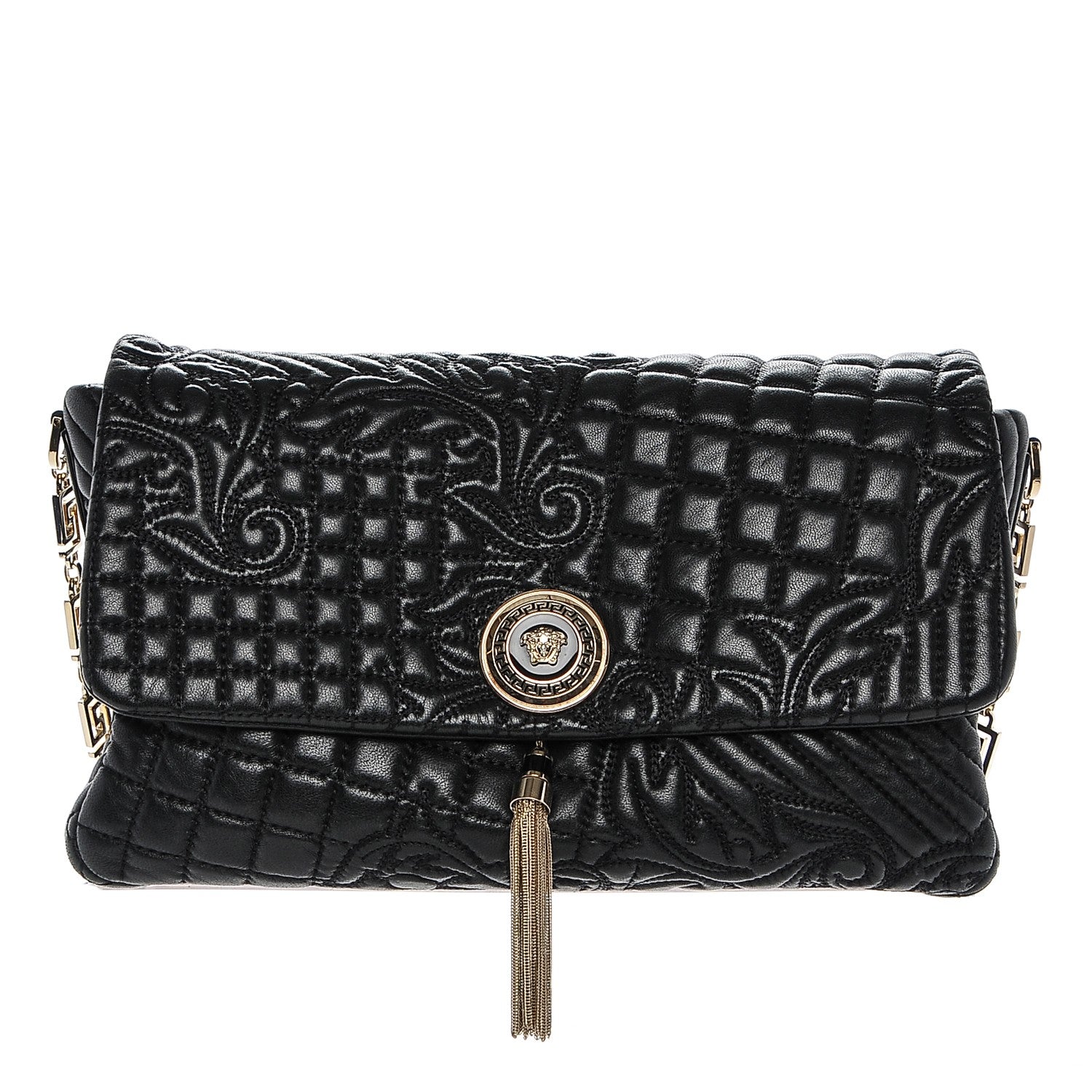 Versace Nappa Barocco Quilted Vanitas Medea Shoulder Bag Black 1 of 7
