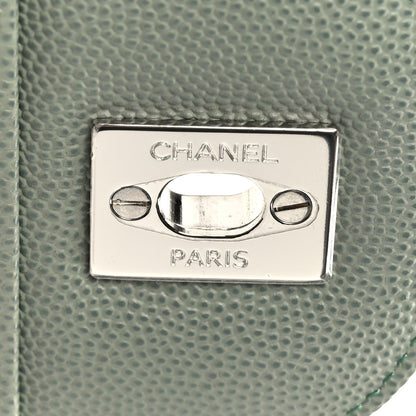 Chanel Caviar Chevron Quilted Jumbo Double Flap Green 7 of 11