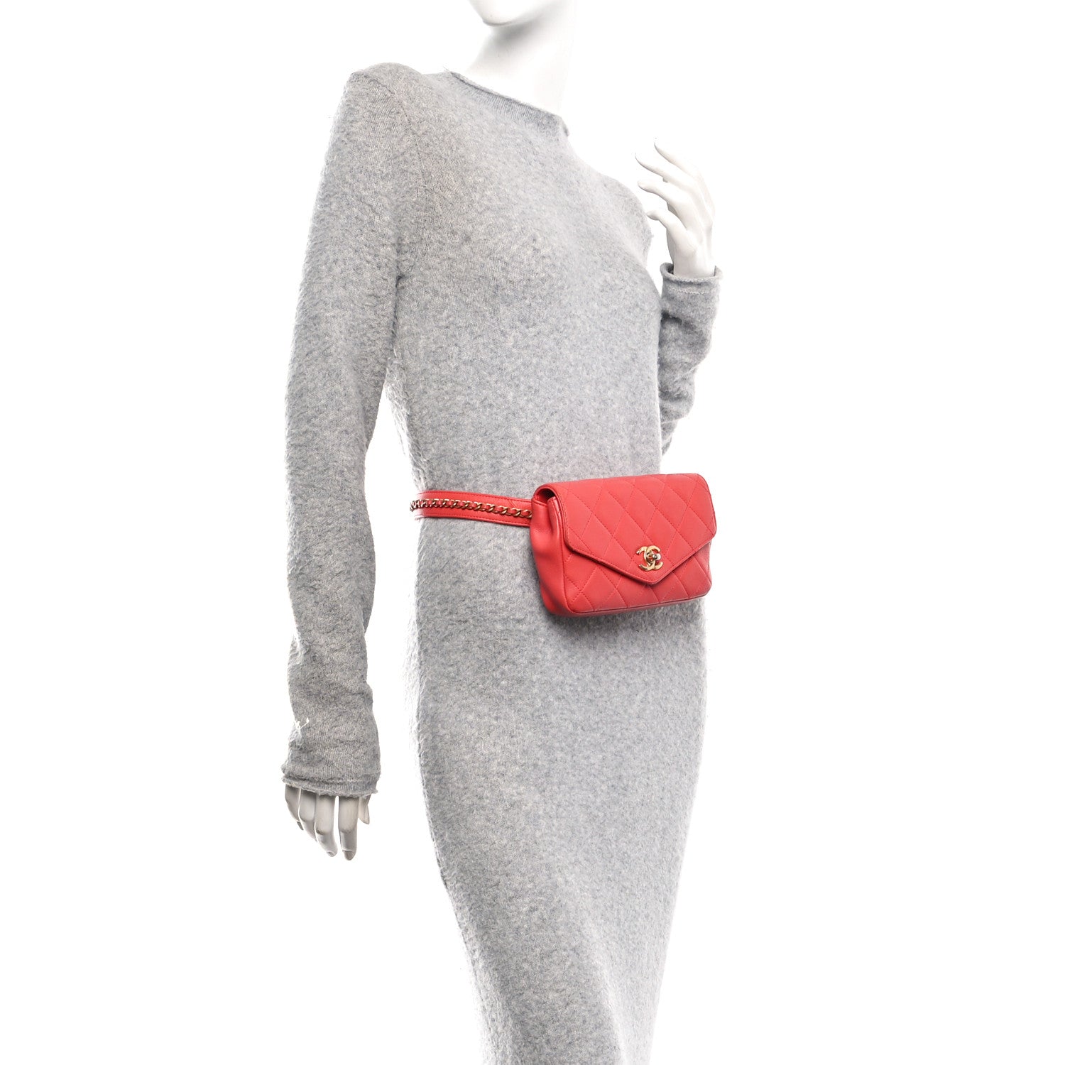 Chanel Calfskin Quilted Flap Waist Bag Red 3 of 19