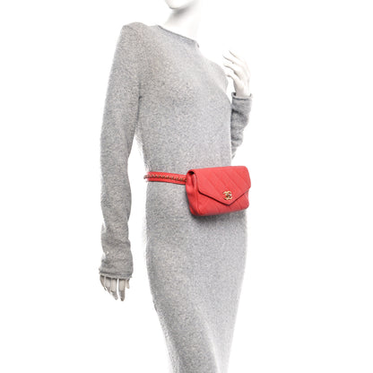Chanel Calfskin Quilted Flap Waist Bag Red 3 of 19