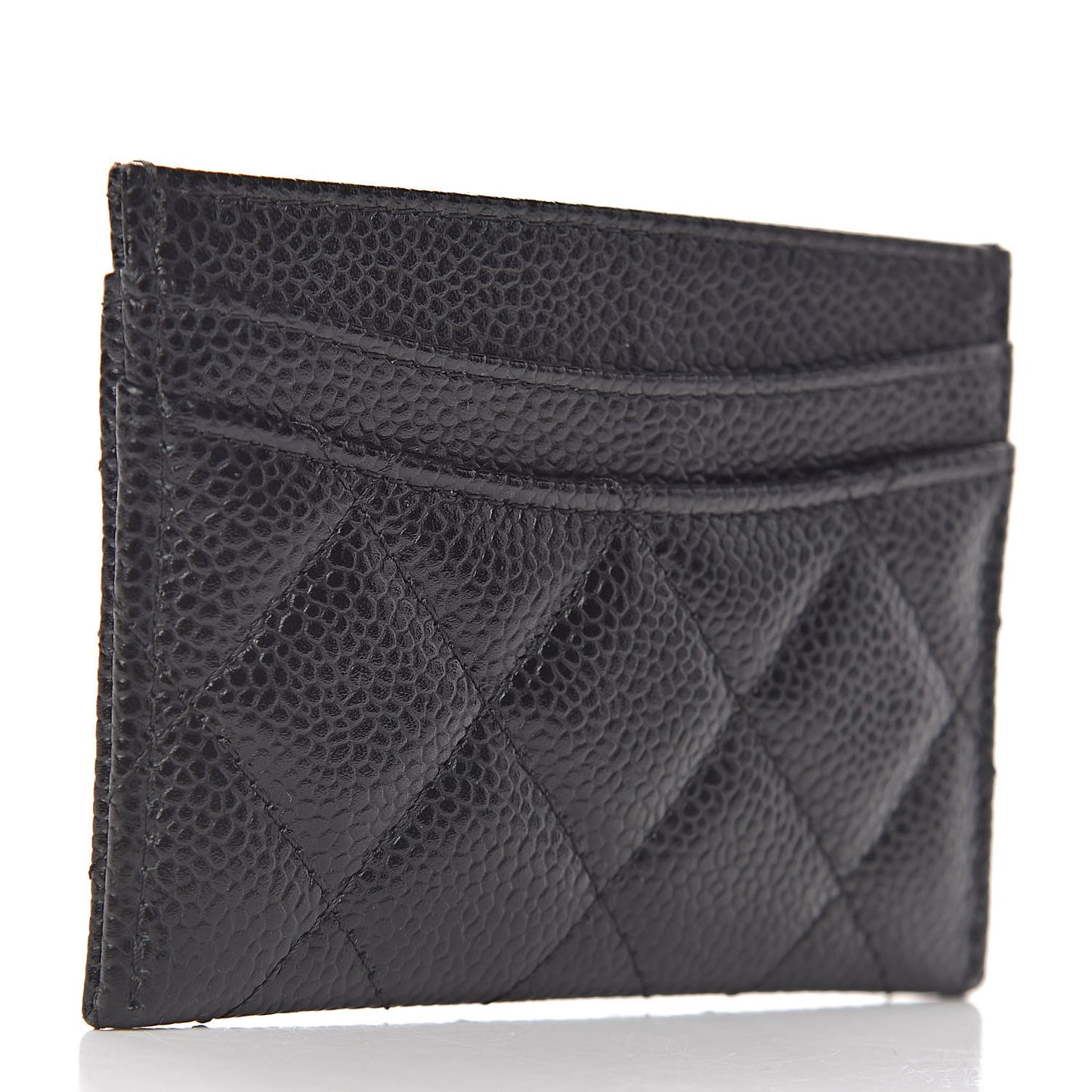 Caviar Quilted Card Holder Black
