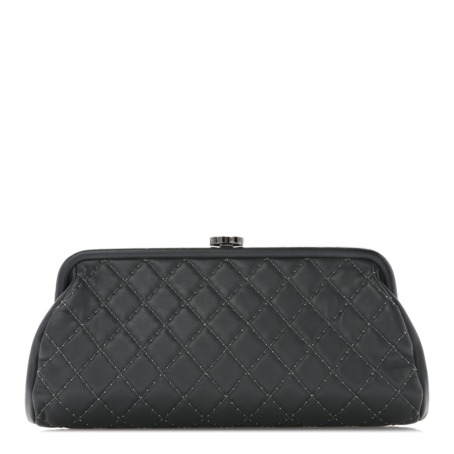 Lambskin Stitched Timeless Clutch Grey