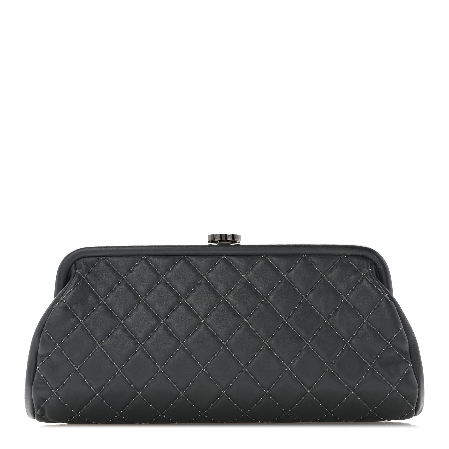 Chanel Lambskin Stitched Timeless Clutch Grey 1 of 7