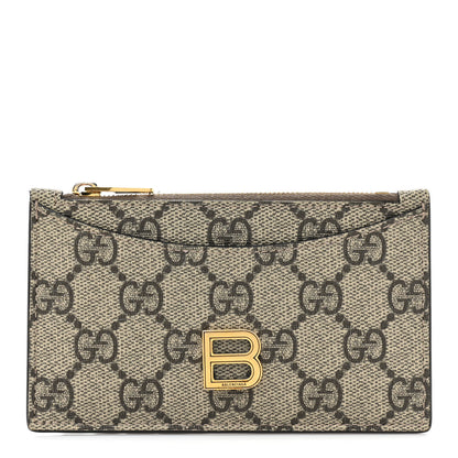 Gucci X BALENCIAGA GG Supreme Monogram Zip Card Case Beige Ebony 1 of 10