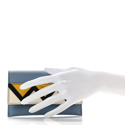 Prada Saffiano Greche Card Holder Astrale Soleil 2 of 6