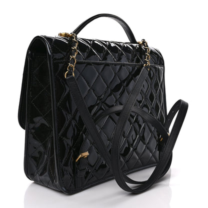 Chanel Patent Quilted Large School Memory Top Handle Flap Black 2 of 10